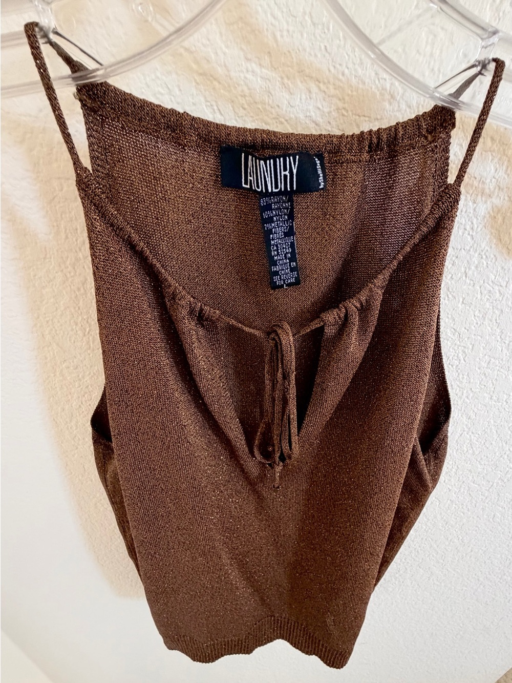 Laundry By Shelli Segal Brown Sleeveless Tie-Neck Knit Tank - Picture 3 of 8